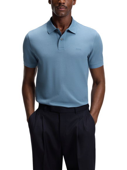 BOSS Pallas Cotton Polo Top, Pastel Blue