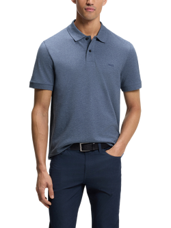 HUGO BOSS Short Sleeve Cotton Polo Shirt, Open Blue, Open Blue