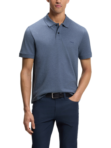 HUGO BOSS Short Sleeve Cotton Polo Shirt, Open Blue, Open Blue