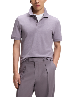 BOSS Pallas Cotton Polo Top, Light Pastel Purple