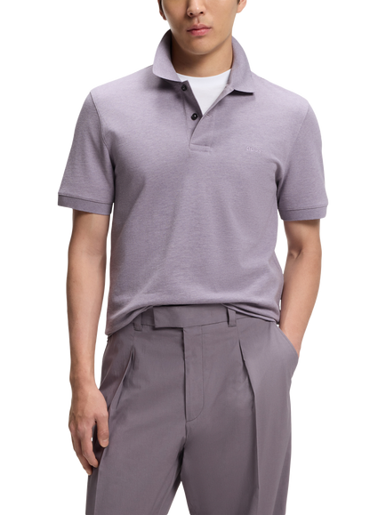 BOSS Pallas Cotton Polo Top, Light Pastel Purple