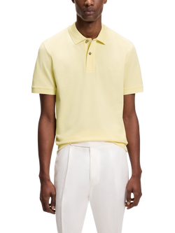 BOSS Pallas Cotton Polo Top, Pastel Yellow, Pastel Yellow
