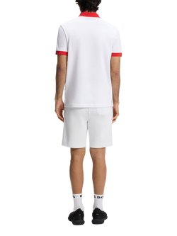 HUGO BOSS Short Sleeve Cotton Polo Football Shirt - view 2, White/Red