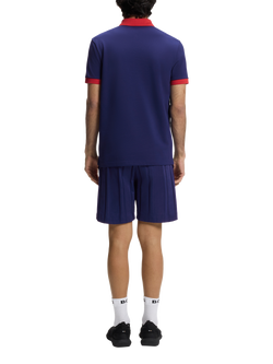HUGO BOSS Short Sleeve Cotton Polo Football Shirt - view 2, Navy/Red