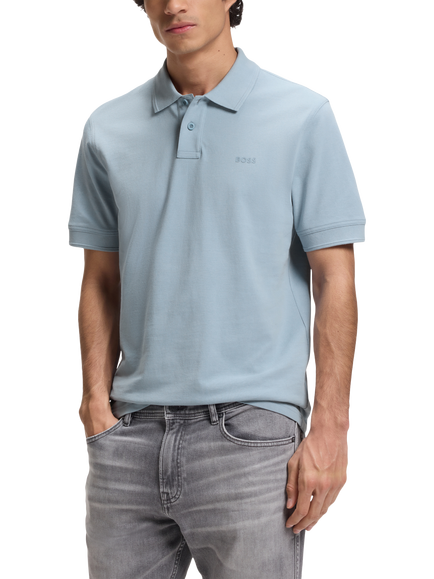 BOSS Cotton Polo Top, Light Blue, Light Blue