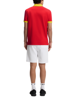 HUGO BOSS Short Sleeve Cotton Polo Football Shirt - view 2, Red/Yellow