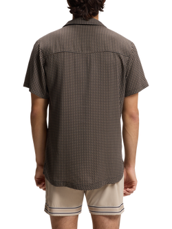 BOSS Regular Fit Geometric Revere Collar Shirt, Black/Multi - view 2, Black/Multi