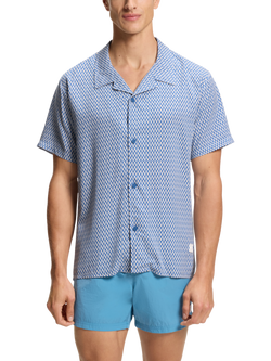 BOSS Viscose Regular Fit Geometric Shirt, Blue, Blue