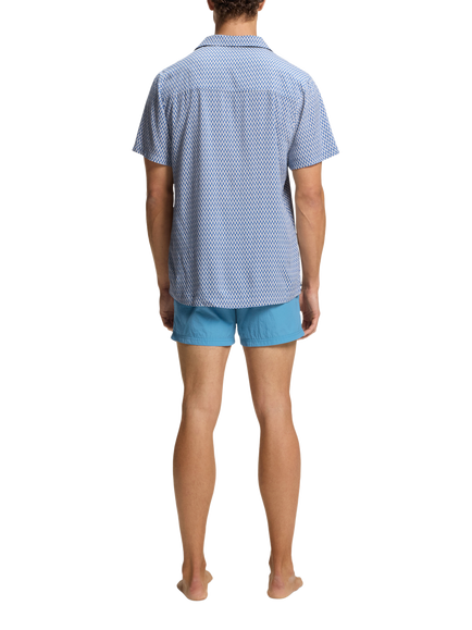 BOSS Viscose Regular Fit Geometric Shirt, Blue - view 2, Blue
