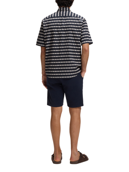 BOSS Pure Cotton Short Sleeve Printed Shirt, Dark Blue - view 2, Dark Blue