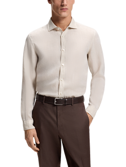 BOSS Linen Regular Fit Shirt, Beige, Beige