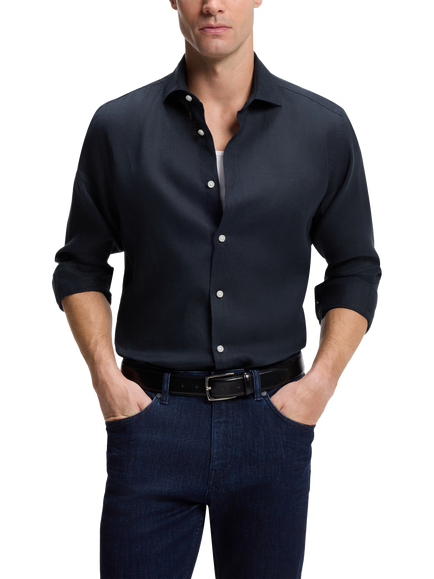 BOSS Linen Shirt, Dark Blue, Dark Blue