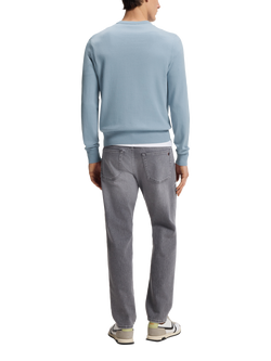 BOSS Crew Neck Cotton Blend Fine Knit Jumper, Pastel Blue - view 2, Pastel Blue