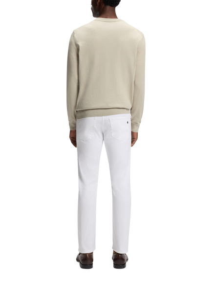 BOSS V-Neck Cotton Knit Jumper, Open Beige - view 2, Open Beige