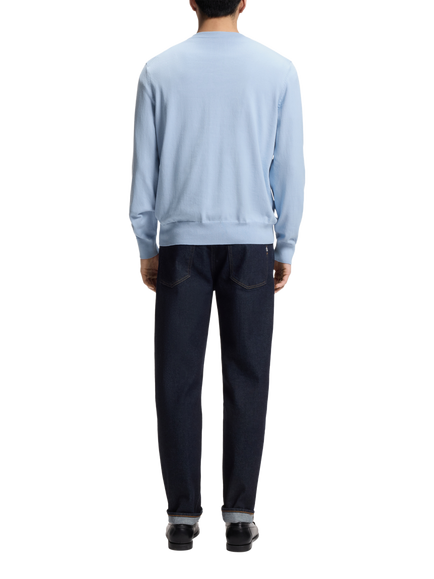 BOSS V-Neck Cotton Knit Jumper, Pastel Blue - view 2, Pastel Blue