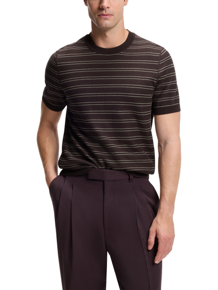 BOSS Cotton Blend Crew Neck Jumper, Dark Brown, Dark Brown