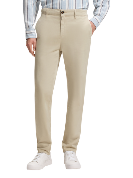 BOSS Satin Stretch Tapered Fit Trousers, Light Beige, Light Beige