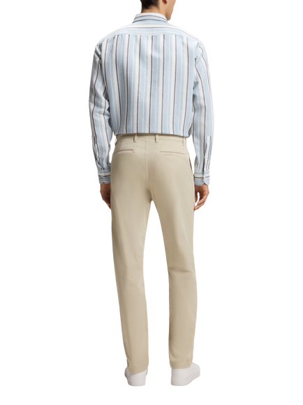 BOSS Satin Stretch Tapered Fit Trousers, Light Beige - view 2, Light Beige