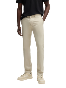 BOSS Cotton Blend Satin Stretch Chinos, Light Beige, Light Beige