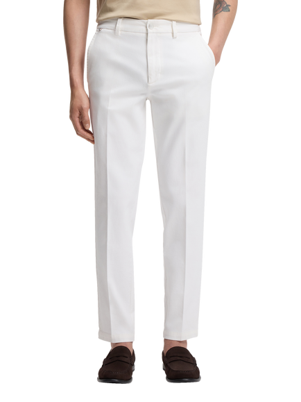 HUGO BOSS Ankle Grazer Cotton Blend Chinos, White, White