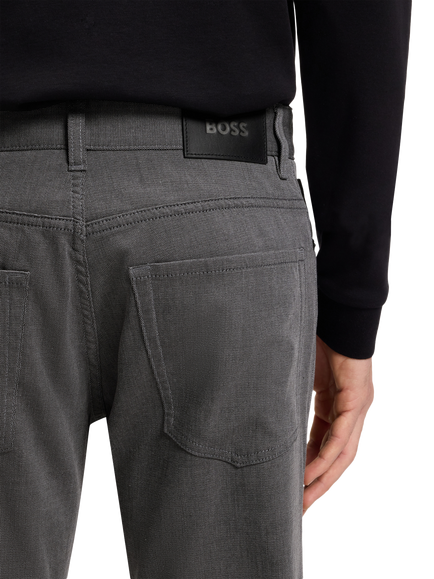 BOSS Regular Fit Stretch Cotton Chino Trousers, Black - view 2, Black