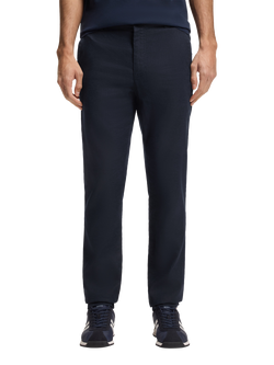 BOSS Linen Rich Trousers, Dark Blue, Dark Blue
