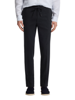 HUGO BOSS BOSS Kane Straight Linen Blend Trousers, Dark Blue, Dark Blue