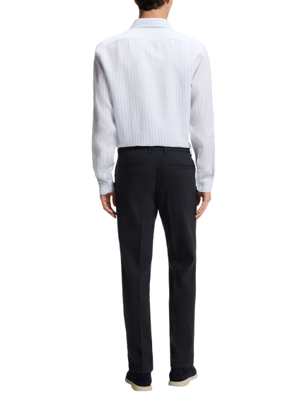 HUGO BOSS BOSS Kane Straight Linen Blend Trousers, Dark Blue - view 2, Dark Blue
