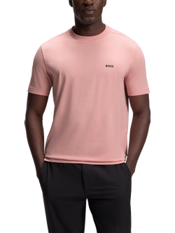 BOSS Cotton Blend Regular Fit Short Sleeve Logo T-Shirt, Light Pink, Light Pink