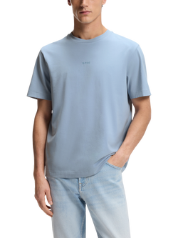 BOSS Cotton Blend Loose Fit Short Sleeve LogoT-Shirt, Light Blue, Light Blue