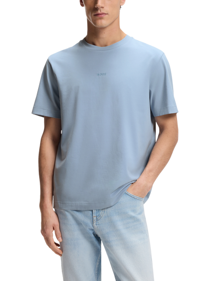 BOSS Cotton Blend Loose Fit Short Sleeve LogoT-Shirt, Light Blue, Light Blue