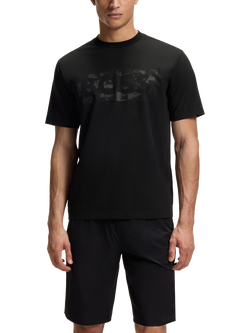 BOSS Stretch Cotton Globe Logo Pattern T-Shirt, Pastel Blue, Black