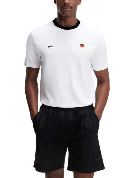 BOSS Germany Flag Stretch Cotton Crew Neck T-Shirt, Natural, Natural