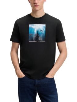 BOSS Deep Sea Diver Graphic Print Cotton T-Shirt, Black