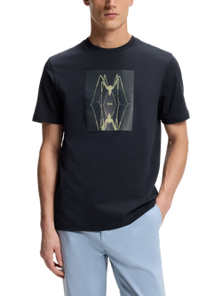 BOSS Graphic Print Cotton T-Shirt, Dark Blue, Dark Blue