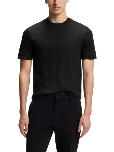 BOSS Slim Fit Crew Neck Cotton T-Shirt, Black, Black