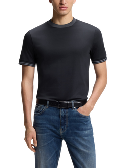 BOSS Cotton Slim Fit Short Sleeve T-Shirt, Dark Blue, Dark Blue