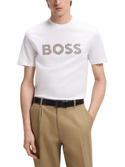 BOSS Cotton Logo T-Shirt, Natural, Natural