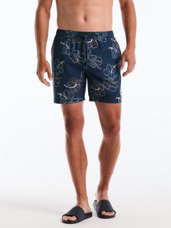 Original Penguin Floral Print Swim Shorts, Blue, Blue