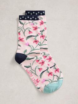 White Stuff Floral Ankle Socks, Pink, Pink