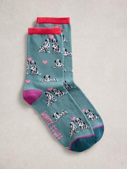 White Stuff Dalmatian Hearts Ankle Socks, Blue, Blue