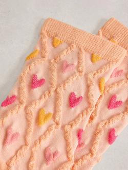 White Stuff Textured Heart Ankle Socks, Pink - view 2, Pink