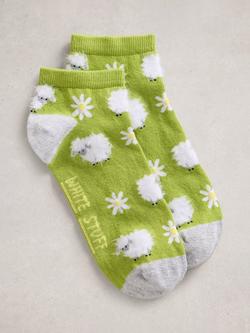 White Stuff Fluffy Sheep Trainer Socks, Green/Multi, Green/Multi