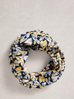 White Stuff Heart Print Roll Scarf, Yellow/Multi, Yellow/Multi