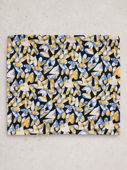 White Stuff Heart Print Roll Scarf, Yellow/Multi - view 2, Yellow/Multi