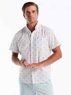 Original Penguin Cotton Regular Fit Dobby Cube Print Shirt, White, White