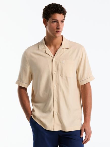 Original Penguin Ladder Viscose Blend Short Sleeve Shirt, Birch, Birch