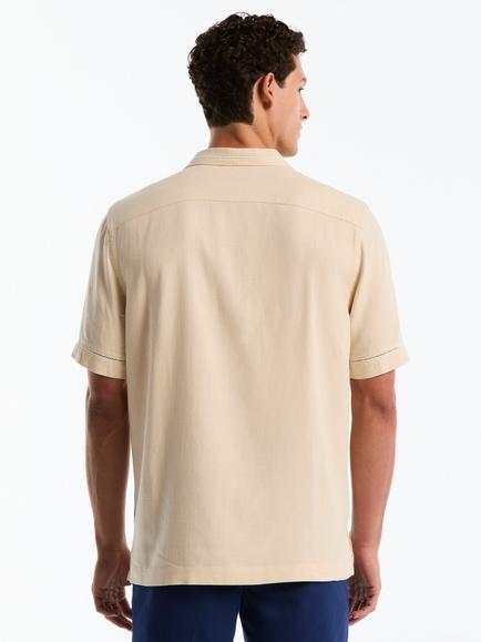 Original Penguin Ladder Viscose Blend Short Sleeve Shirt, Birch - view 2, Birch