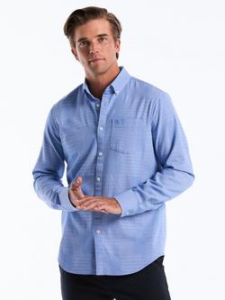 Original Penguin Cotton Regular Fit Jacquard Patchwork Shirt, Ultramarine, Ultramarine