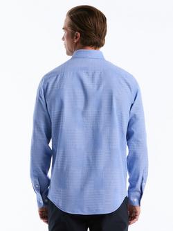 Original Penguin Cotton Regular Fit Jacquard Patchwork Shirt, Ultramarine - view 2, Ultramarine